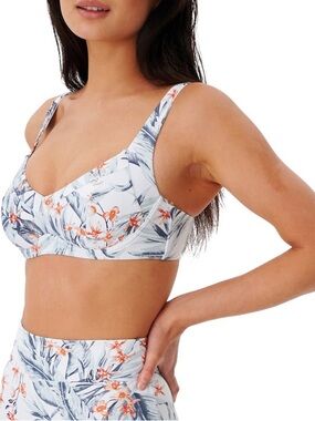 Rip Curl White Floral Underwire Bra with Coral Accents Set– Both Size: LARGE